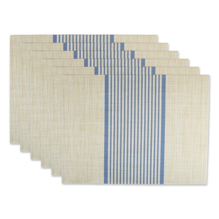 DESIGN IMPORTS French Blue Middle Stripe PVC Woven Placemat CAMZ11804